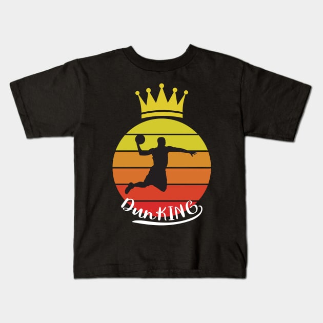 Retro vintage dunking basketball king Kids T-Shirt by IceShirts